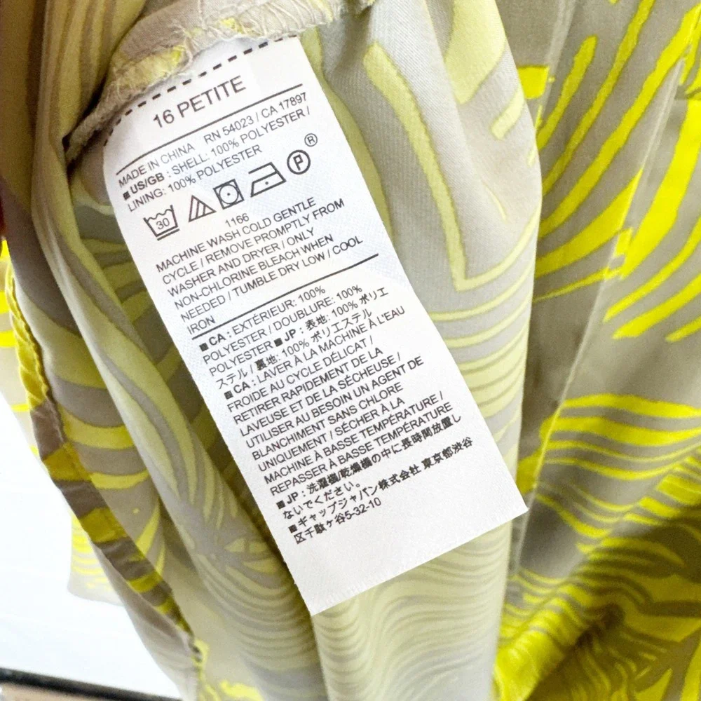 Banana Republic Halter Maxi Dress Yellow‎ Palm Print Petite 16